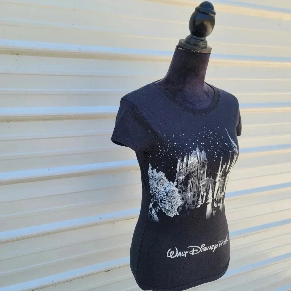 Disney Parks T Shirt Womens Black Walt Disney World Short Sleeve Graphic Tee XS - Picture 2 of 8